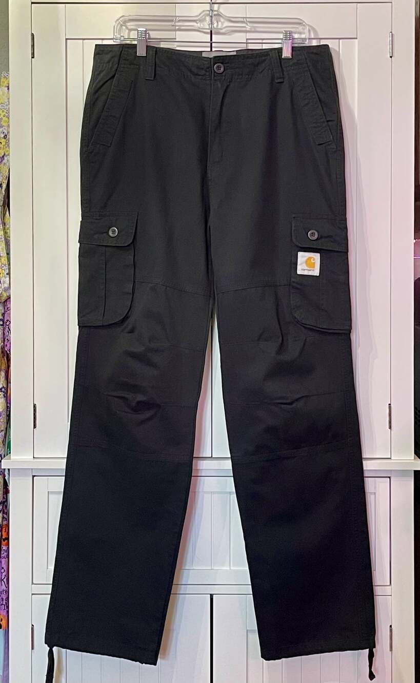 Carhartt WIP Black Cotton Cargo Pants XXL Mens Utility Trousers